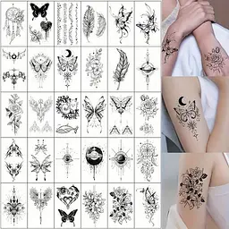 Набір тимчасових тату Чорні міні black-tattoo-mini-set-30 із 30 чорних по 9,5 х 5,5 см