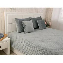 Покривало Руно двостороннє декоративне Velour Dark Grey ромб 150х220 см (360.55_Dark Grey ромб) - мініатюра 2