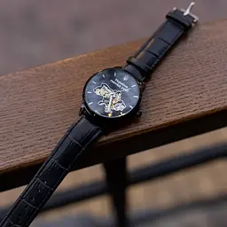 Наручний годинник чоловічий Besta Skeleton UA Black Чорний (3121) - мініатюра 6