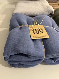 Покривало Zeintex Heaven муслінове бавовняне синє 180х230 см - мініатюра 8