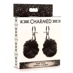 Затискачі на соски Charmed Pom Pom Nipple Clamps BLACK, чорний - мініатюра 2