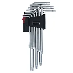 Набір Г-подібних ключів подовжених з отвором Haisser 48115 TORX 9 шт