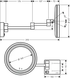 Косметичне дзеркало Hansgrohe AddStoris з підсвічуванням LED chrome 41790000 - мініатюра 2