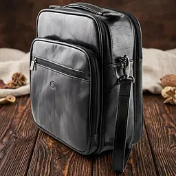 Чоловіча шкіряна сумка Tony Perotti Italico 7058 nero (90634) Чорна - мініатюра 2