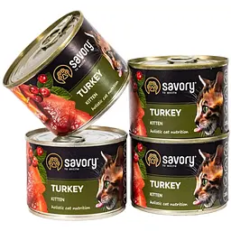 Набір вологих кормів для кошенят Savory Kitten 3+1 з індичкою 800 г (4 шт. х 200 г) - мініатюра 3