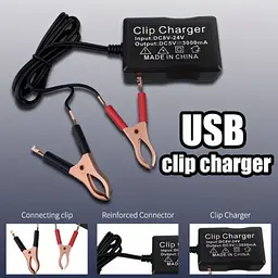Адаптер живлення 12V/24V на 5V з 3 USB-портами та затискачами для акумулятора для аварійної зарядки телефонів. - мініатюра 4