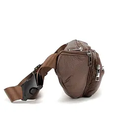 Містка шкіряна сумка на пояс коричнева Tiding Bag M56-2030C