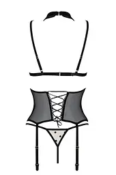 Корсет з відкритими грудьми Passion DOMINICA CORSet S/M beige пажі для панчіх стрінги - мініатюра 4