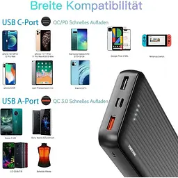 Портативний зарядний пристрій Ockeyed 20000 мАг USB C для мобільного телефону - мініатюра 4