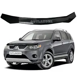 Дефлектор капоту мухобійка Mitsubishi Outlander XL 2009-2012 (Рестайлінг) Voron Glass