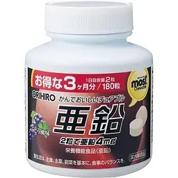 Цинк ORIHIRO MOST Chewable Zinc в жувальній формі 180 табл