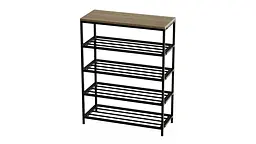 Полиця для взуття Слайм 4 Ferrum-decor 820x630x260 Чорний метал ДСП Дуб Сонома 16 мм (FRD-105162) - мініатюра 7
