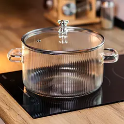 Каструля Yiwu Crystal Bear HP-34-39 з термостійкого боросилікатного скла 2 л з ручкою Ведмедик, жароміцна - мініатюра 2