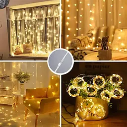 Гірлянда Водоспад USB штора 3х2м, білий теплий, 200 LED + пульт / Новорічна світлодіодна гірлянда на вікно - мініатюра 4