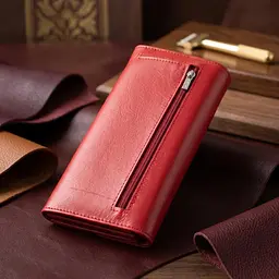 Жіночий гаманець з геометричним клапаном з натуральної шкіри ST Leather 22545 червоний - мініатюра 3