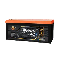 Акумулятор LP LiFePO4 64V - 50 Ah (3840Wh) (BMS 80A/50А) пластик Smart BT - мініатюра 3