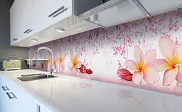 Вініловий кухонний фартух Рожеві Гавайські Квіти наклейка для кухні ПВХ пелюстки Happy Pocket Z181719