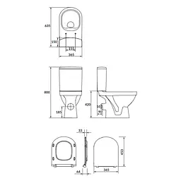 Унітаз-компакт ZIP Cersanit Zip 781 SimpleOn 011 3/5 л з сидінням duraplast Slim Soft Close K121-012 - мініатюра 2