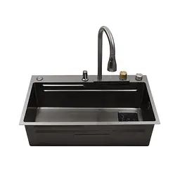 Кухонна мийка Kroner KRP Schwarze - SET7545HM PVD (3.0/0.8 мм) CV033382, Чорний - мініатюра 7
