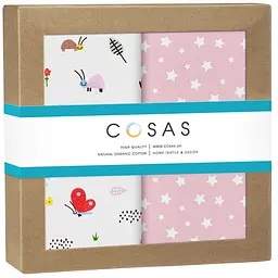 Пелюшки дитячі багаторазові Cosas Bees cs3 2 шт 80х100 см (Бязь_БджілкиЧервоні_ЗорепадРожевий)