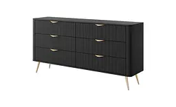 Комод Perfect Home Ланте / Lante з 6 шухлядами і золотими ніжками 6S/163 Чорний (PFH-091190)