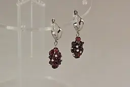 Сережки No Name підвіски гранат 3,8 см сріблясті