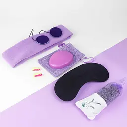 Подарунковий набір Multibrand Спокій, тільки спокій" - Маска для сну Hoowolife + Беруші + Навушники для сну + Мило ручної роботи + Подушечка з лавандою (1040-02)"