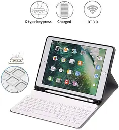 Бездротовий чохол з клавіатурою Bluetooth 3.0 для iPad 10.2/10.5, синьо-чорний - мініатюра 7