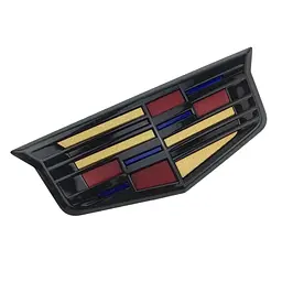 Емблема задня Cadillac чорна + кольорова вставка 145х56мм пластик (на скотчі)