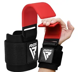 Гаки для тяги на зап'ястя RDX W5 Gym Hook Strap Red Plus (WAN-W5R+) - мініатюра 2
