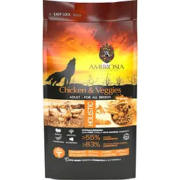 Сухий корм Ambrosia Grain Free для дорослих собак усіх порід з куркою та овочами 2 кг