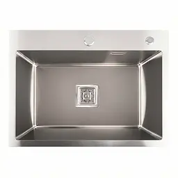 Кухонна мийка Platinum Handmade HSB 580x430x220 (квадратний сифон,3.0/1.0), Нержавіюча сталь