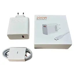 Зарядний пристрій Xiaomi 200W з 2-ма роз'ємами + Кабель USB-Type C | Швидка зарядка QC/PD Білий - мініатюра 3