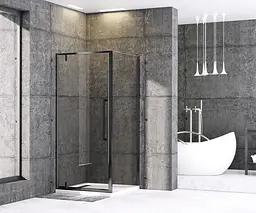 Душова кабіна без піддону Mixxus Premium Bevel SC01-90x90x195-TR Black прозоре скло 6 мм MI6864, Чорний матовий, Універсальна, прозорий - мініатюра 3