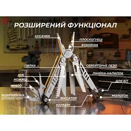Мультитул Ganzo G305, (18.2 см) 17 функцій + біти та чохол - мініатюра 5