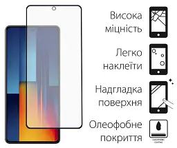Скло захисне Dengos Full Glue POCO M6 Pro (black) (TGFG-360) - мініатюра 1