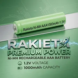Акумулятор ААА Rakieta Ni-MH, 1.2V, 1000 mA, Зелений, акумуляторна батарея мізинчикова - мініатюра 2