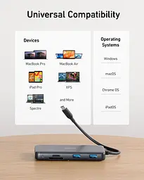 Перехідник Anker PowerExpand 8-in-1 - PD in 100 W/HDMI/2 xUSB-A/USB-C 10 Gbps/LAN/SD Black (7255316) - мініатюра 6