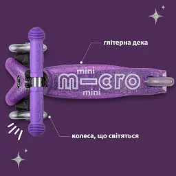 Самокат Micro Mini Deluxe Fairy Glitter LED Пурпуровий (MMD207) - мініатюра 5