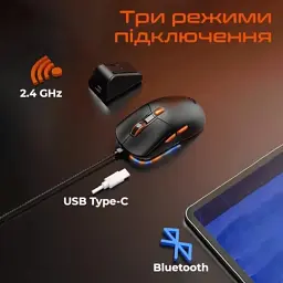 Мишка Meetion GW38 Wireless/Bluetooth/USB White (MT-GW38-B) - мініатюра 3