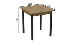 Стіл кухонний Ferrum-decor Агата 75x70x70 Чорний ДСП Дуб Артізан 16мм (FRD-105673) - мініатюра 3