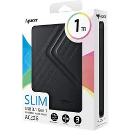 Зовнішній жорсткий диск Apacer 2.5` USB 1.0TB AC236 Black (AP1TBAC236B-1) - мініатюра 4