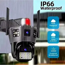 Подвійна поворотна IP-камера зовнішнього спостереження 4G від сім-карти 3MPx+3MPx вулична камера відеоспостереження IP66 SD39-4G (v380pro) - мініатюра 3