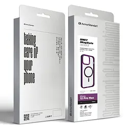 Чехол Apple iPhone 12 Pro Max, Unit MagSafe, фиолетовый, прозрачный, магсейф, противоударный, магнитный, панель-накладка с поддержкой MagSafe, с поддержкой беспроводной зарядки, TPU+PC, защита всего корпуса, ударопрочный, ArmorStandart (ARM74850) - мініатюра 6