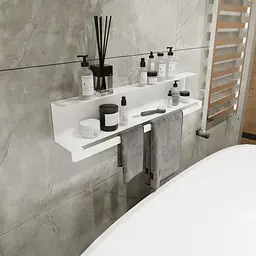 Полиця в ванну кімнату Nice & Cozy Towel shelf з тримачем для рушників біла - мініатюра 2
