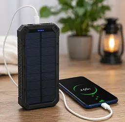 Павербанк Solar 50000 mAh / Портативний акумулятор / Сонячний повербанк з ліхтариком - мініатюра 2