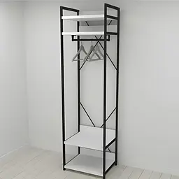 Шафа Гардероб Уні секція 2 серії Конект Ferrum-decor 220x60x50см Чорний метал ДСП Білий 32 мм (FRD-104535)