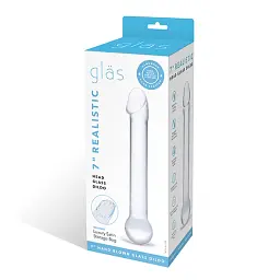 Скляний фалоімітатор Glas Realistic Head 17 см прозорий - мініатюра 6