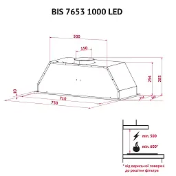 Витяжка повновбудована Perfelli BIS 7653 I 1000 LED - мініатюра 12