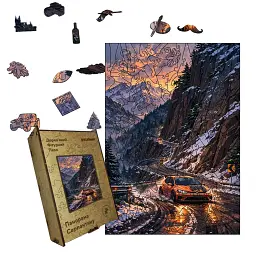 Дерев'яний фігурний пазл puzzlean Панорама серпантину, А3, Дерев'яна коробка 200 елементів